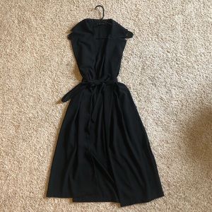 Long Black Sleeveless Cardigan Vest